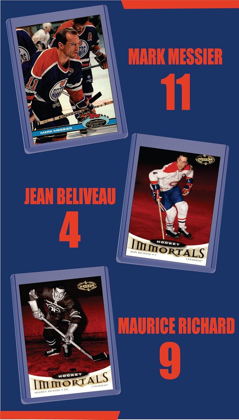Chaser Hockey Cards All-Time Greats: Wayne Gretzky, Mario Lemieux, Gordie Howe, Bobby Orr, Mark Messier, Sidney Crosby, Maurice Richard, Jean Beliveau, Jaromir Jagr (9) Assorted Card Gift Pack GOATs - Image 2